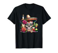 Chapeau tête de mort mexicain tequila guitare Cinco de Mayo T-Shirt