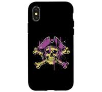 Chapeau tête de Mort Pirate Violet Vintage Femmes Filles Enfants Coque pour iPhone X/XS