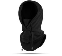 Chapeau thermique d'hiver avec cache-cou, cagoule coupe-vent en polaire pour homme et femme, écharpe 3 en 1, capuche pour le ski, le cyclisme en plein air, noir 1, Taille unique
