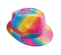 P'TIT CLOWN 20200 Chapeau Tissu Sequins Adulte - Borsalino - Multicolore