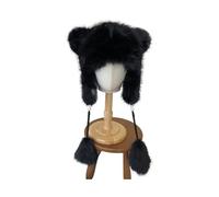 Chapeau trappeur mignon en forme d'oreille d'ours pour adulte - Protection des oreilles - Cadeau d'hiver chaud pour étudiants et adolescents - Bonnet tricoté pour femme et adolescente, Noir , Taille