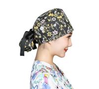 Chapeau Travail Unisexe Charlotte Chapeau Infirmière Bonnet Imprimées Turban en Coton Calot de Bloc Casquette Queue de Cheval pour Homme Femme, Cheveux Longs (FR/ES, Alpha/Lettres, Taille Unique, P)