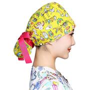 Chapeau Travail Unisexe Charlotte Chapeau Infirmière Bonnet Imprimées Turban en Coton Calot de Bloc Casquette Queue de Cheval pour Homme Femme, Cheveux Longs (FR/ES, Alpha/Lettres, Taille Unique, B)