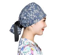 Chapeau Travail Unisexe Charlotte Chapeau Infirmière Bonnet Imprimées Turban en Coton Calot de Bloc Casquette Queue de Cheval pour Homme Femme, Cheveux Longs (FR/ES, Alpha/Lettres, Taille Unique, I)