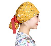 Chapeau Travail Unisexe Charlotte Chapeau Infirmière Bonnet Imprimées Turban en Coton Calot de Bloc Casquette Queue de Cheval pour Homme Femme, Cheveux Longs (FR/ES, Alpha/Lettres, Taille Unique, L)