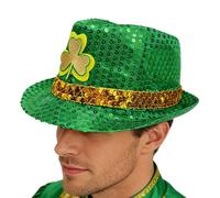 Chapeau Trèfle Vert,Accessoire Festif à Paillettes Irlandaises Décorations de Fête | Chapeau Irlandais Vert Accessoires pour la Saint-Patrick - pour Femmes Hommes Adultes Adolescents Célébrations Défi