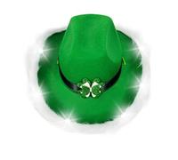 Chapeau trèfle vert pour la Saint-Patrick avec bordure en fourrure - Chapeau lumineux pour la fête nationale irlandaise - Célébrations de festival