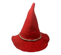 CHAPEAU TRIBE Chapeau de corbeau effrayant, chapeau de sorcière Hillbilly - Accessoire de costume, fabriqué en feutre épais avec ruban de corde, fêtes à thème, Halloween (rouge)
