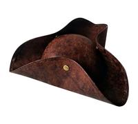 Chapeau tricorn chapeau tricorne fausse cuir halloween pirate chapeau unisexe avec bouton sécurisé confortable portant un chapeau colonial pour adultes, gift de costume de guerre révolutionnaire (mar