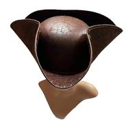 Chapeau Tricorn Chapeaux tricorne en similicuir marron vieilli for déguisement de pirate, d'Halloween, capitaine, cowboy, accessoires