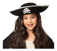 Boland – Chapeau de pirate à trois pointes 81909 – Noir, taille unique, tête de mort