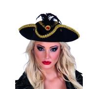 Chapeau Tricorne Pirate Femme, Noir