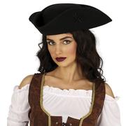 CHAPEAU TRICORNE PIRATE FEUTRE NOIR ADULTE