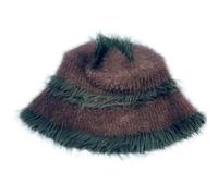 Chapeau tricoté à rayures fait à la main pour femme - Seau souple en peluche rayée - Pour adultes et adolescents - Chapeau de pêcheur d'hiver au crochet pour femmes - Chapeaux d'hiver pour femme, b