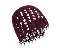 Chapeau tricoté fait à la main en dentelle au crochet avec franges pour printemps léger et respirant pour femmes, hommes, femmes avec pompons brodés, 3091 Rouge, Taille unique