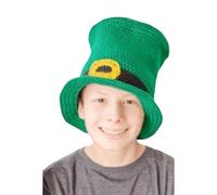 Chapeau tricoté pour la Saint-Patrick - Casquette plate pour enfants - Coiffe de fête nationale irlandaise - Chapeau national irlandais