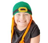 Chapeau tricoté pour la Saint-Patrick - Casquette plate pour enfants - Coiffe de vacances - Fête nationale irlandaise - Chapeau vert pour fête