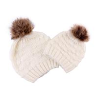 Chapeau Tricoté Pour Mère Et Bébé, 2 Pièces, Bonnet Élastique Doux Pour Enfant En Bas Âge, Pour L'hiver