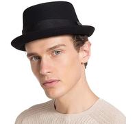 Chapeau trilby classique unisexe Manhattan gangster à bord court - Chapeau d'hiver structuré en feutre de laine avec bande (S/M), Noir-laine-s/M, Medium