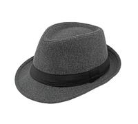 Chapeau Trilby Fedora unisexe style vintage années 1920 Panama Jazz Cap avec bande décorative pour homme femme Manhatta Gatsby chapeau Derby, gris, Taille unique