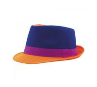 Party Pro Chapeau trilby adulte néon bleu multicolore Tour de tête 57 cm