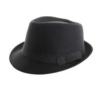 Chapeau trilby pour adultes - Lot de 6 chapeaux trilby en toile noire de 60 cm avec bande noire - Accessoire de déguisement duo blues pour adultes