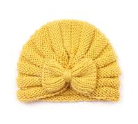 Chapeau turban pour bébé - Bonnet d'hiver et d'automne avec nœud papillon pour filles de 0 à 24 mois - Coiffe respirante très extensible pour bébé garçon et fille, Jaune, taille unique