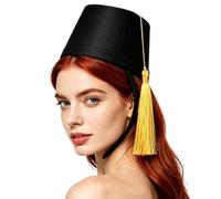 Chapeau Turc Marocain En Feutre, Bandeaux Confortables Avec Pompons Dorés | Chapeau De Village En Feutre Marron Pour Fête Du Nouvel An, En Plein Air, Vacances De Thanksgiving, Anniver