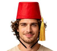 Chapeau turc marocain traditionnel en feutre avec pompons dorés | Chapeau de village en feutre marron pour la maison, l'intérieur et l'extérieur, les fêtes, Thanksgiving, le Nouvel An