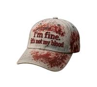Chapeau unisexe Halloween I'm Fine, It's Not My Blood Bloody Print Chapeau d'Halloween (UK, Alpha, taille unique, gris)