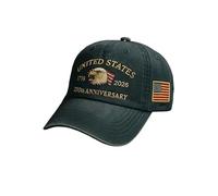 Chapeau unisexe imprimé drapeau américain 250e anniversaire casquette patriotique réglable, gris foncé, M