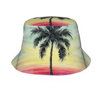 Chapeau unisexe mignon bob tropical palmier été voyage pêcheur plage voyage chapeau de soleil chapeau extérieur casquette noir