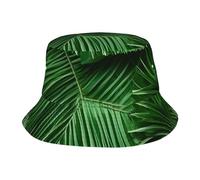 Chapeau universel à large bord imprimé feuilles de palmier vert mignon chapeau seau de protection solaire confortable aventures en plein air