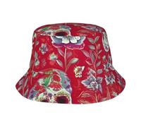 Chapeau universel à large bord imprimé tête de mort et feuilles vertes - Protection solaire - Confortable - Aventures en plein air