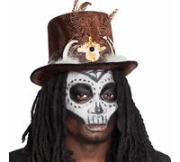 Boland Chapeau Voodoo Buluku – cylindre unisexe avec cheveux, ruban, plumes, taille unique