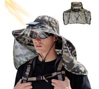 Chapeau Ventilateur Solaire | Chapeau de Pêche à Large Bords Respirant avec Protège-Nuque | pour Femmes Plage Golf Bateau Tonte Sport Et Travail