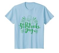 Chapeau Vert de la Saint Patrick et fête du Texte Vert T-Shirt, Enfant, Bleu Céleste, 3 Ans