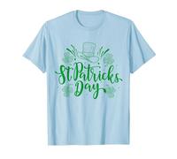 Chapeau Vert de la Saint Patrick et fête du Texte Vert T-Shirt, Homme, Bleu Céleste, 3XL