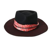 Chapeau vintage pour homme et femme avec ceinture imprimée en laine vieillie, costume hippie, spectacle, chapeau en laine ruban tendance pour adulte