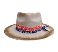 Chapeau vintage tissé ceinture Cosplay Costume Panama vieilli Chapeau de spectacle de scène Magiciens Adulte Hiver Chaud Laine Western