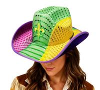 Chapeau Western À Paillettes - Couvre-chef En Denim Réglable De 54 À 60 Cm, Casquette De Cow-girl Étincelante, Costume De Mardi Gras À Paillettes, Accessoire De Fête À La Mode | Chapeau De Carnaval Él