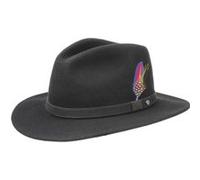 Stetson Chapeau en feutre de laine Yutan – Unisexe, bandeau cuir, L (58-59 cm) Noir