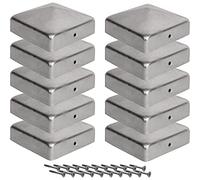 10 x Chapeau Poteau Bois 7x7 cm - Chapeau Poteau Bois en Forme de Pyramide en Acier Galvanisé pour Poteaux en Bois - avec vis Viirkuja