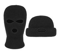 Chapeaushop Cagoule en Tricot Protection du Visage (Taille Unique - Noir)