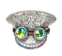 Chapeaux à paillettes pour la fête des pompiers faits à la main, chapeaux de fête unique, spectacles sur scène, grandes casquettes pour garçons, Argenté., M