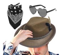 Chapeaux allemands pour l'Oktoberfest, 1 chapeau de chasseur allemand non tissé en cuir synthétique avec foulard, accessoires de déguisement de l'Oktoberfest,