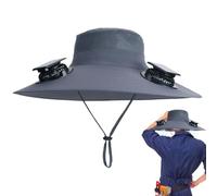 Chapeaux avec Ventilateur D'énergie Solaire pour Homme, Chapeau De Ventilation Solaire, Imperméable Respirant Anti-UV à Large Bord avec USB Charge pour Entrepôt Camping Golf Jardinage, gris foncé, L