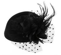 Chapeaux bibi pour femmes et filles Chapeau de fête à fleurs vintage Voile de cocktail Bibi avec clips Bandeau bibi noir Chapeaux vintage Chapeaux cylindriques pour femmes Chapeaux victoriens, Noir ,