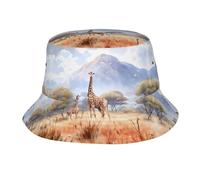 Chapeaux bob pour adultes, chapeau de pêcheur pour l'été, la plage, la savane africaine, girafe, imprimé soleil, casquette de pêche, pour hommes, femmes, adolescents, noir