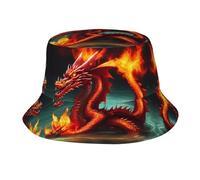Chapeaux bob pour adultes, chapeau de pêcheur pour l'été, les voyages, la plage, le roi dragon dans le feu, chapeau de pêche au soleil, pour hommes, femmes, adolescents noir